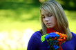 teen girl with flowers