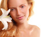 beautiful young woman with flower