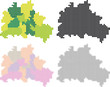 Vektor: Berlin-Karte aus Vierecken (Bezirke unterteilt), bearbeitbar Berlin-Karte aus Vierecken (Bezirke unterteilt), bearbeitbar
