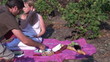 Video: Wine growers doing a picnic in the middle of their vineyard Wine growers doing a picnic in the middle of their vineyard
