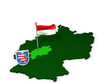 Bundesland Hessen mit Landesflagge und Wappen