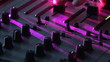 Close up of a dj using his mixer during an event
