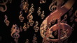 Video: 3d animation showing treble clefs falling down on a black back 3d animation showing treble clefs falling down on a black back