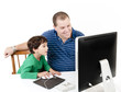 Foto: father and children with computer father and children with computer