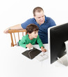 Foto: father and children with computer father and children with computer