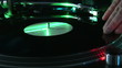 Close-up of a turntable during a party in a nightclub