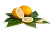 Full and cross section of yellow lemon