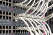 Switch plugged with some RJ45 connectors and copper cables Switch plugged with some RJ45 connectors and copper cables