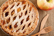 Rustic Apple Pie with bamboo knife and fork Rustic Apple Pie with bamboo knife and fork
