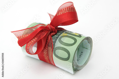 Foto: Geldscheinbündel mit Geschenkband Geldscheinbündel mit Geschenkband
