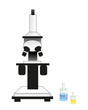 microscope and flask