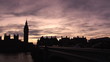 View from the road of Big ben over beautiful sunset
