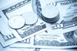 coins on dollars background
