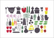 graphic retro set about food, perfect for restaurant menu