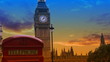Video: View of Big ben with orange and blue sky in slow motion View of Big ben with orange and blue sky in slow motion