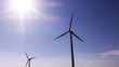 Video: Below view of two wind turbines during a sunny day Below view of two wind turbines during a sunny day