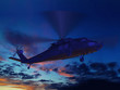 Helicopter flying on dark sky