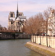 Rear view of Notre Dame and Seine River in Paris