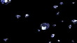Sparkling diamonds falling down against black background