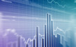 Stock Market Graph with bar Chart on blue background Stock Market Graph with bar Chart on blue background