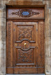 Wooden gate with carvings