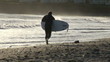 Video: Surfer with his surfboard leaving the beach Surfer with his surfboard leaving the beach