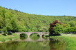 Old architecture bridge on a river, Bouillon city, Belgium