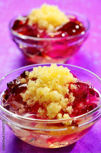 Photo: Jelly with lemon sorbet Jelly with lemon sorbet