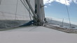 Close up of boat prow during navigation