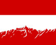 Gebirge mit Fahne von Österreich Gebirge mit Fahne von Österreich