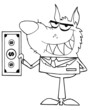 Outlined Smiled Wolf Business man Holding Cash Outlined Smiled Wolf Business man Holding Cash