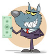 Wolf Business man Holding Cash Wolf Business man Holding Cash