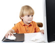 young boy with desktop computer