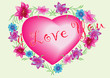 vector illustration with flowers and heart vector illustration with flowers and heart