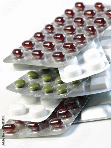 Photo: Stacked pills and capsules Stacked pills and capsules