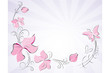 Layout with pink flowers and lavender background