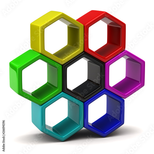 Illustration: Colorful honey comb Colorful honey comb