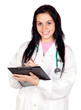Attractive doctor woman doing report