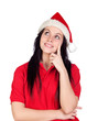 Pensive girl with Christmas hat