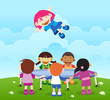 multicultural kids enjoy playing trampoline multicultural kids enjoy playing trampoline