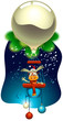 New Year Rabbit Flying a Magic Balloon