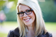 canvas print picture - Blonde Frau mit Brille