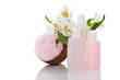 Beautyset mit blume Schwamm und Schampoo