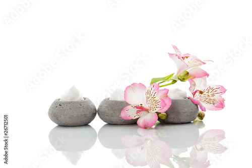 Foto: Drei Stein Dekodosen mit Blumen Drei Stein Dekodosen mit Blumen