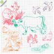 Farm animals vector background