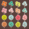 Colorful tree vector background set