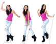 Foto: Beautiful woman with headphones, she is listen to the music Beautiful woman with headphones, she is listen to the music
