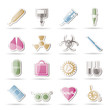collection of  medical themed icons and warning-signs