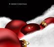 Xmas greeting card. Christmas toy on Cotton wool