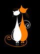?ouple cats sitting together, silhouette for your design